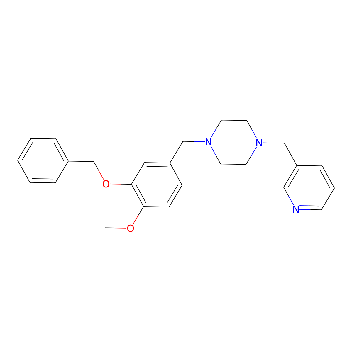 1-[(4-Methoxy-3-phenylmethoxyphenyl)methyl]-4-(pyridin-3-ylmethyl)piperazine molecular structure, CAS 428834-19-9