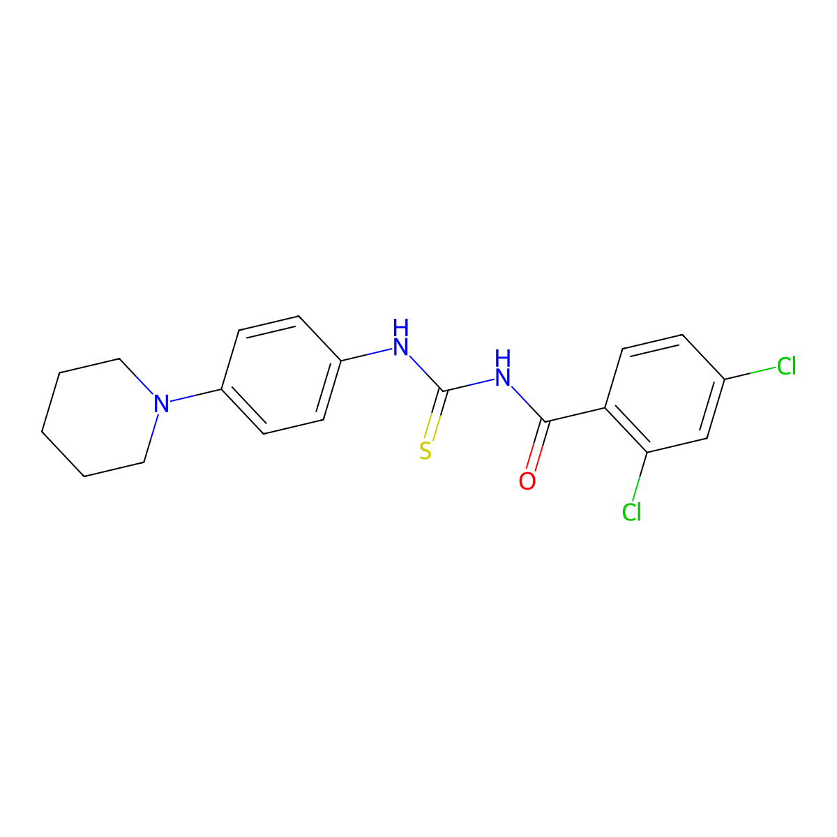 2,4-dichloro-N-[(4-piperidin-1-ylphenyl)carbamothioyl]benzamide molecular structure, CAS 428834-21-3