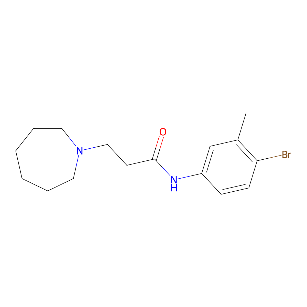 3-(azepan-1-yl)-N-(4-bromo-3-methylphenyl)propanamide molecular structure, CAS 428834-22-4