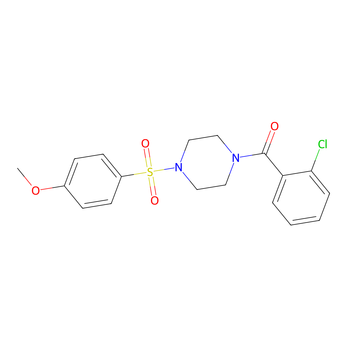 (2-Chlorophenyl)-[4-(4-methoxyphenyl)sulfonylpiperazin-1-yl]methanone molecular structure, CAS 428834-23-5