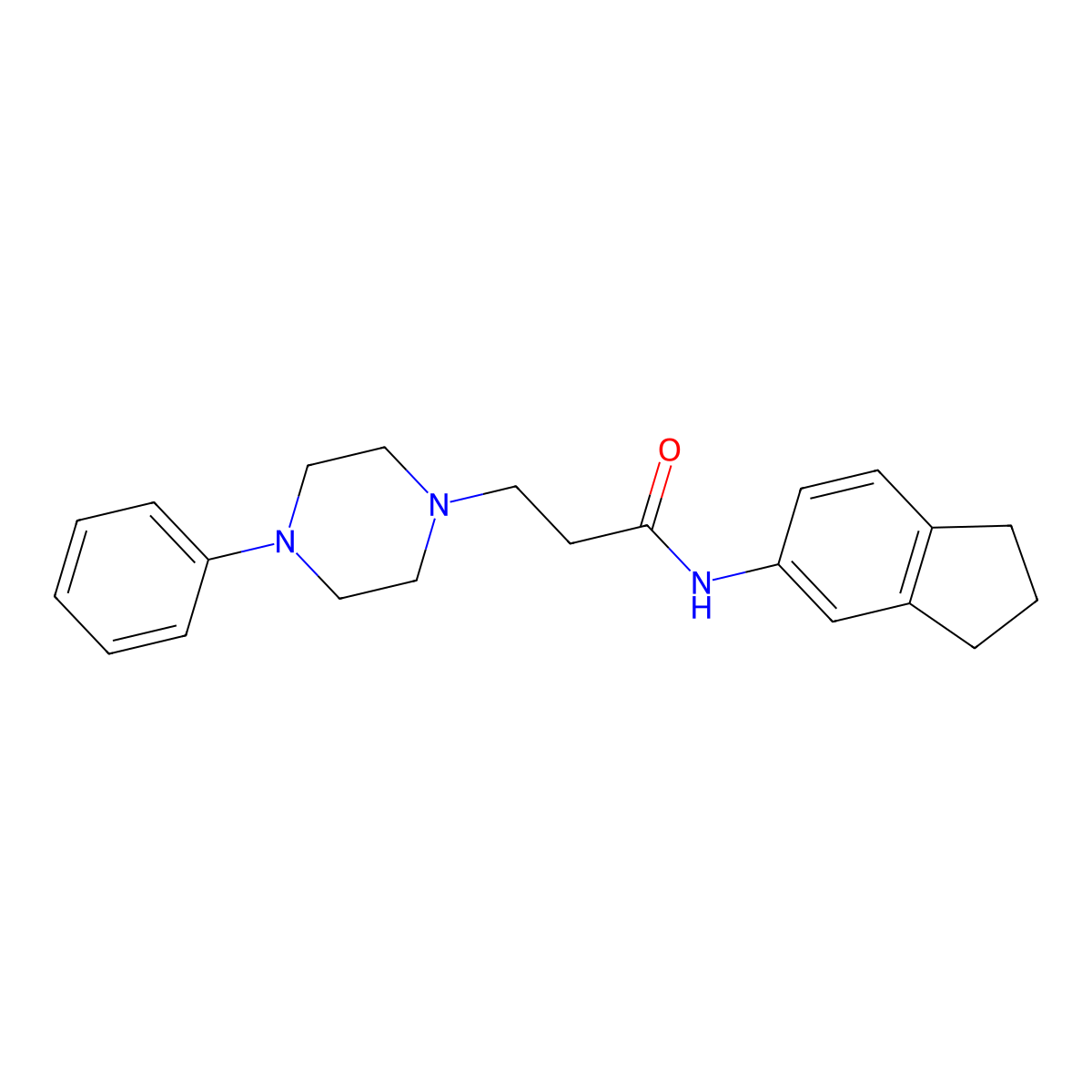 N-(2,3-dihydro-1H-inden-5-yl)-3-(4-phenylpiperazin-1-yl)propanamide molecular structure, CAS 428834-26-8