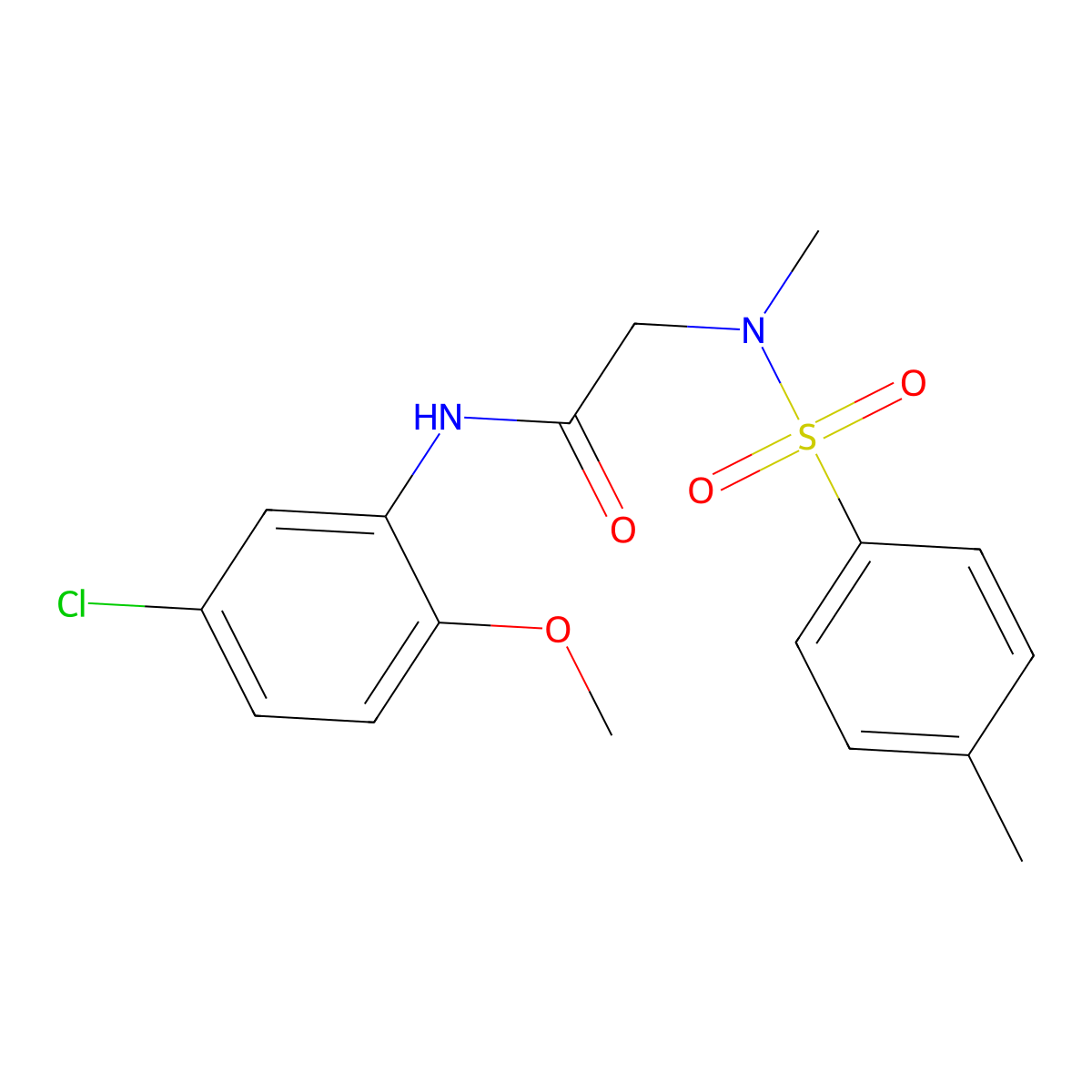 N-(5-chloro-2-methoxyphenyl)-2-[methyl-(4-methylphenyl)sulfonylamino]acetamide molecular structure, CAS 428834-33-7