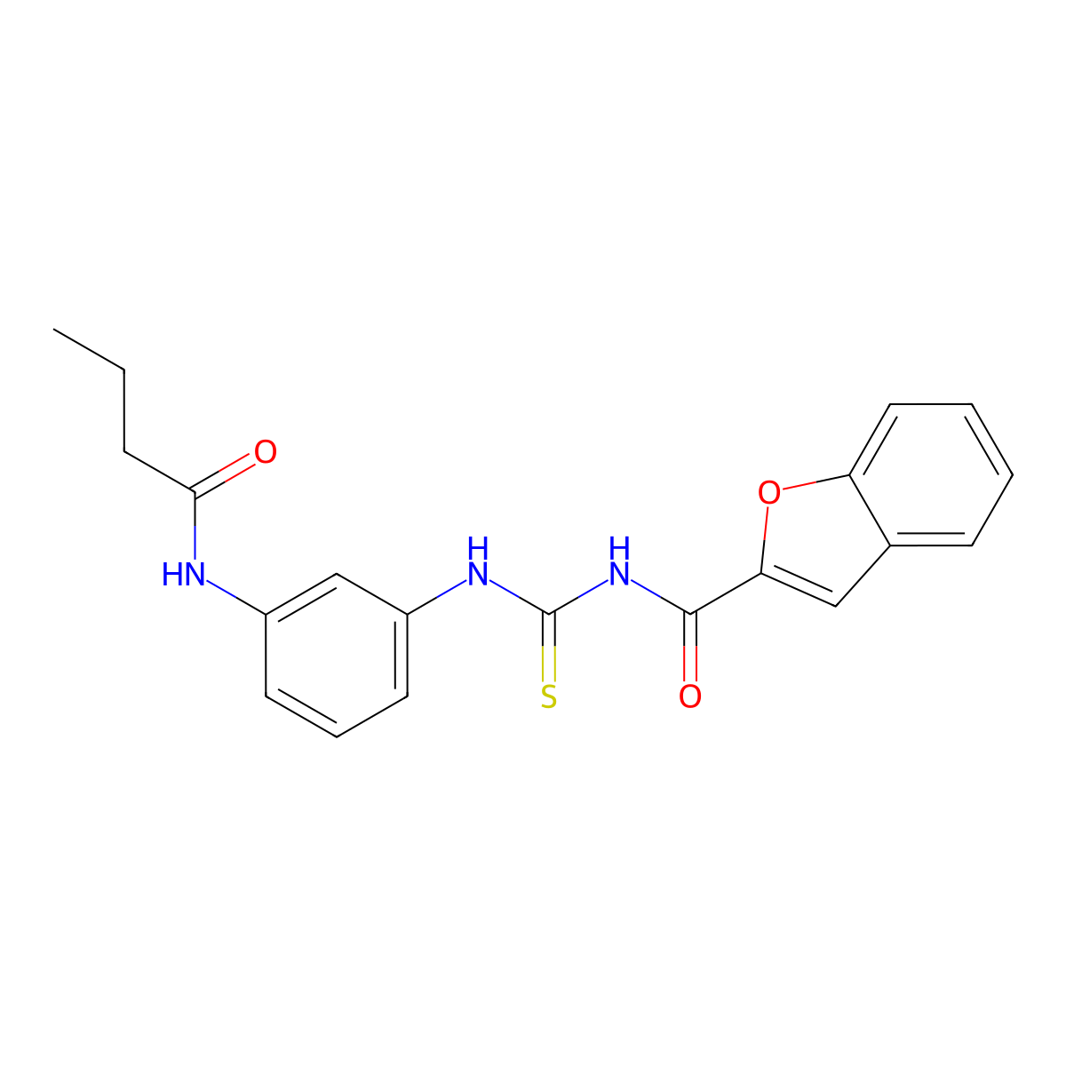 N-[[3-(butanoylamino)phenyl]carbamothioyl]-1-benzofuran-2-carboxamide molecular structure, CAS 428834-37-1