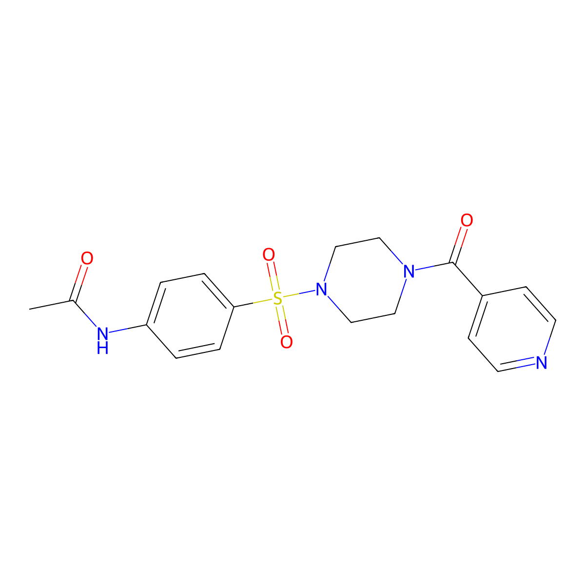 N-[4-[4-(pyridine-4-carbonyl)piperazin-1-yl]sulfonylphenyl]acetamide molecular structure, CAS 428834-40-6