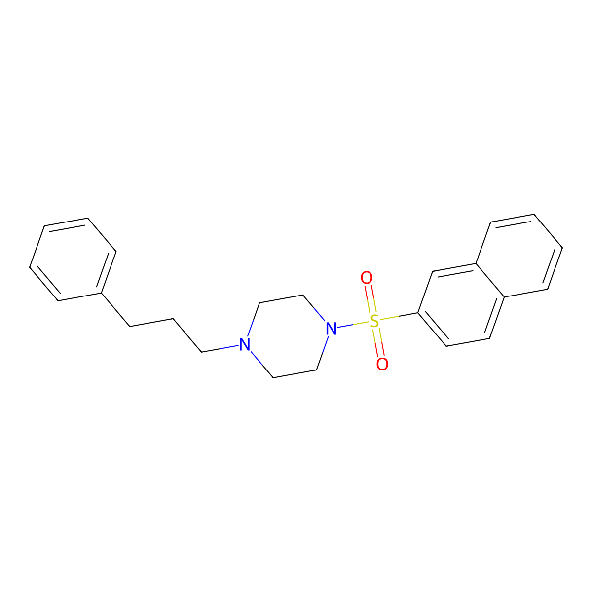 1-Naphthalen-2-ylsulfonyl-4-(3-phenylpropyl)piperazine molecular structure, CAS 428834-47-3