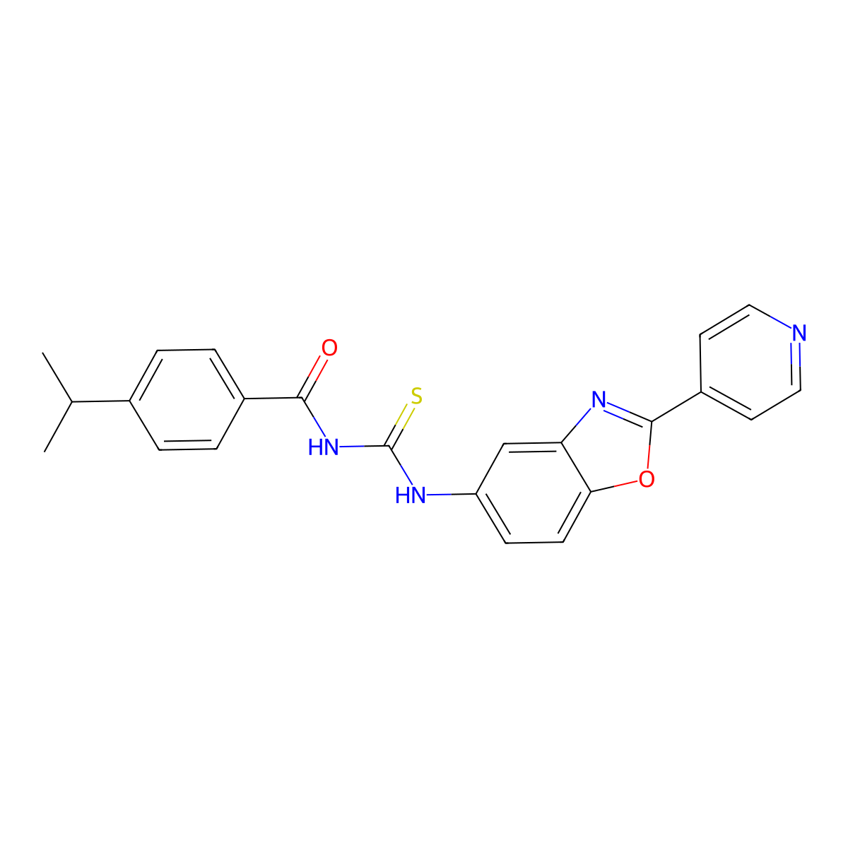 4-propan-2-yl-N-[(2-pyridin-4-yl-1,3-benzoxazol-5-yl)carbamothioyl]benzamide molecular structure, CAS 428834-57-5