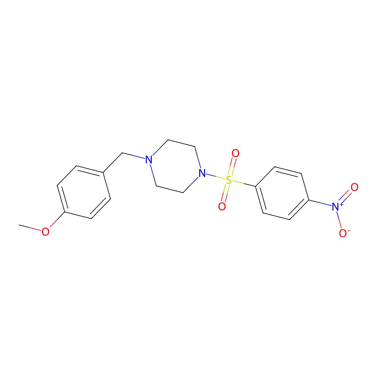 1-[(4-Methoxyphenyl)methyl]-4-(4-nitrophenyl)sulfonylpiperazine molecular structure, CAS 428834-59-7