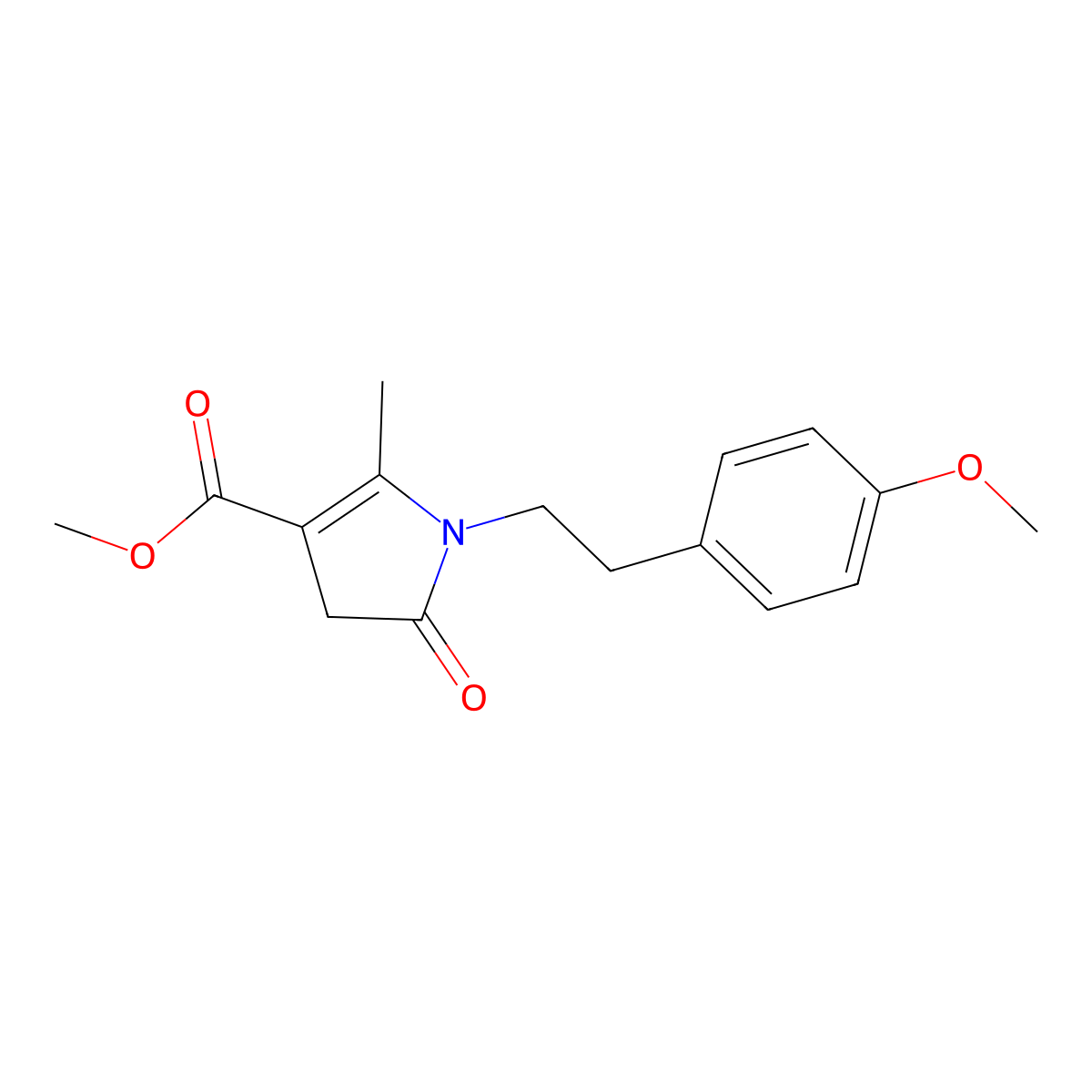 methyl 1-[2-(4-methoxyphenyl)ethyl]-5-methyl-2-oxo-3H-pyrrole-4-carboxylate molecular structure, CAS 428834-77-9