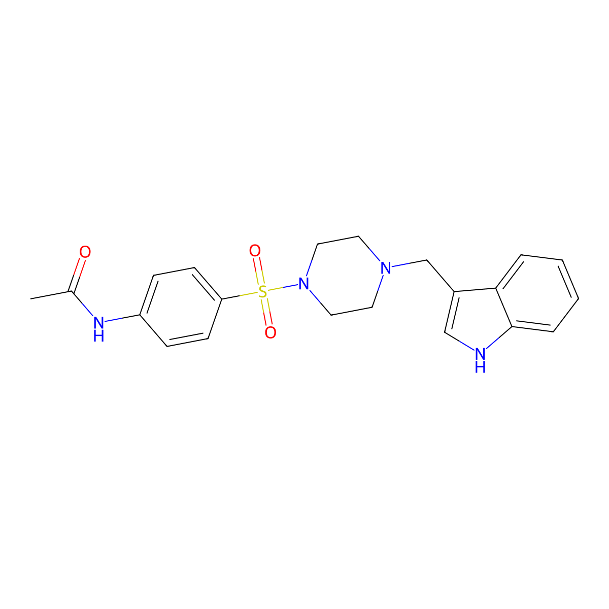N-[4-[4-(1H-indol-3-ylmethyl)piperazin-1-yl]sulfonylphenyl]acetamide molecular structure, CAS 428834-81-5