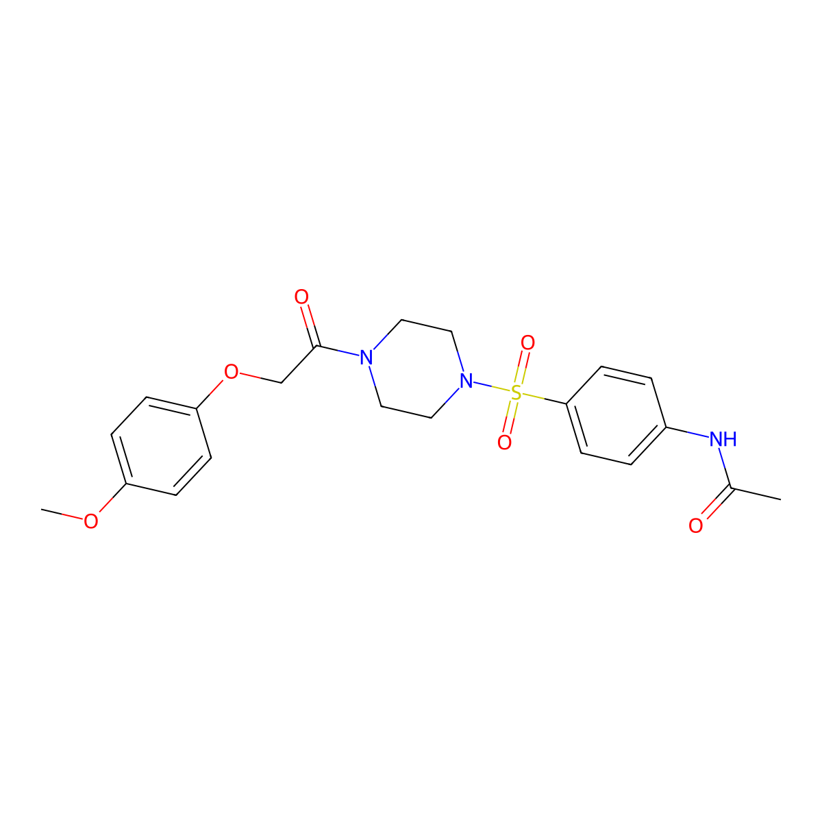 N-[4-[4-[2-(4-methoxyphenoxy)acetyl]piperazin-1-yl]sulfonylphenyl]acetamide molecular structure, CAS 428834-83-7