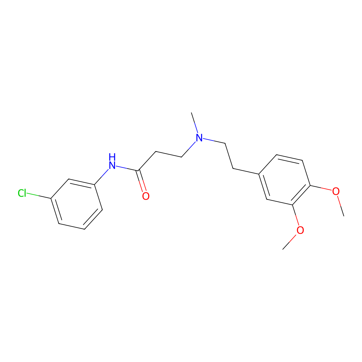 N-(3-chlorophenyl)-3-[2-(3,4-dimethoxyphenyl)ethyl-methylamino]propanamide molecular structure, CAS 428834-93-9