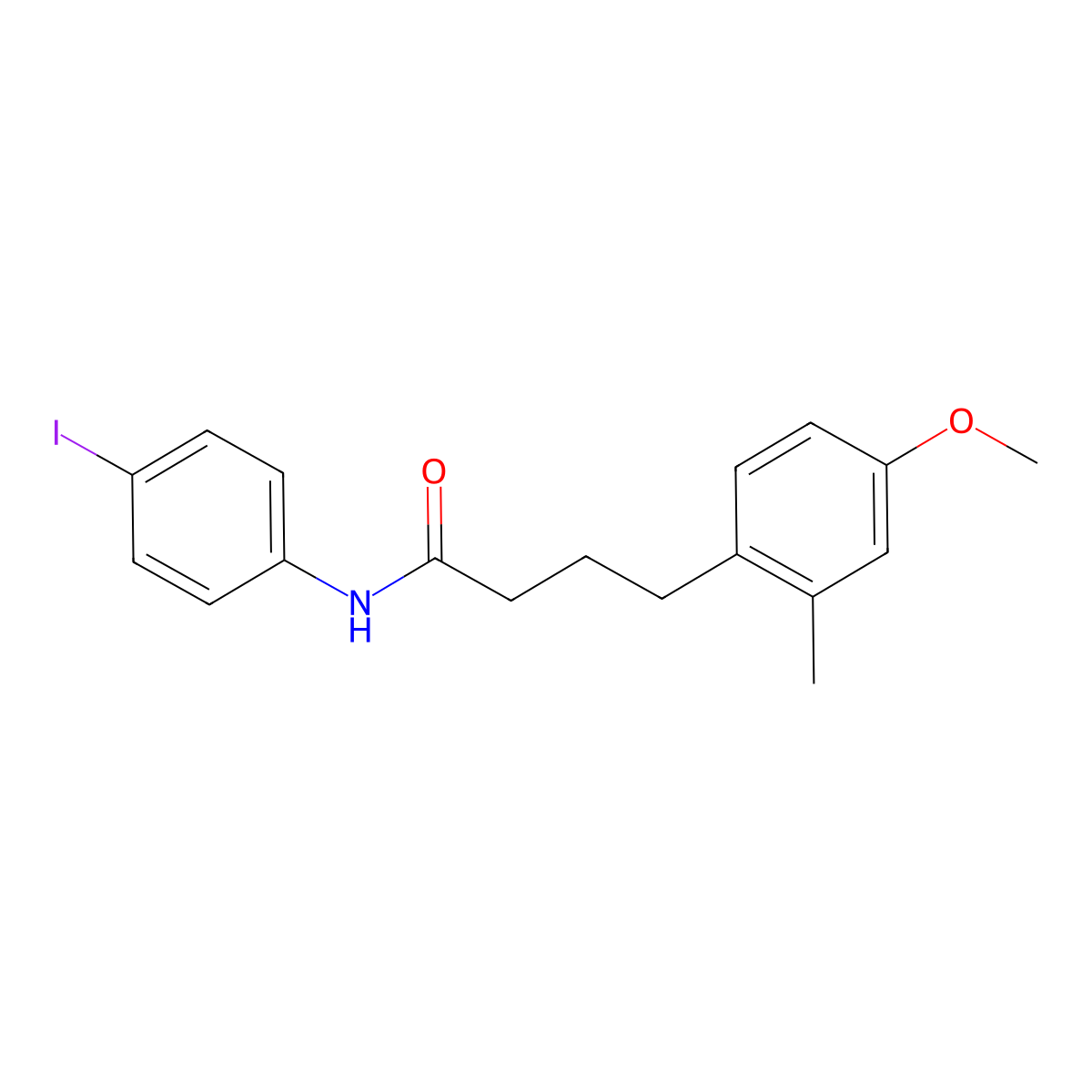 N-(4-iodophenyl)-4-(4-methoxy-2-methylphenyl)butanamide molecular structure, CAS 428835-06-7
