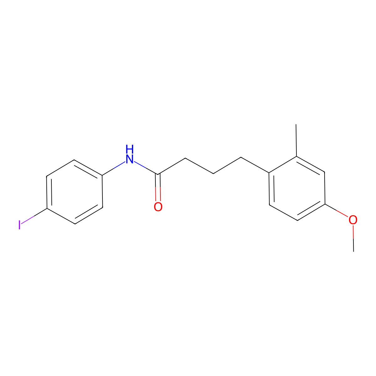 N-(4-iodophenyl)-4-(4-methoxy-2-methylphenyl)butanamide molecular structure, CAS 428835-06-7