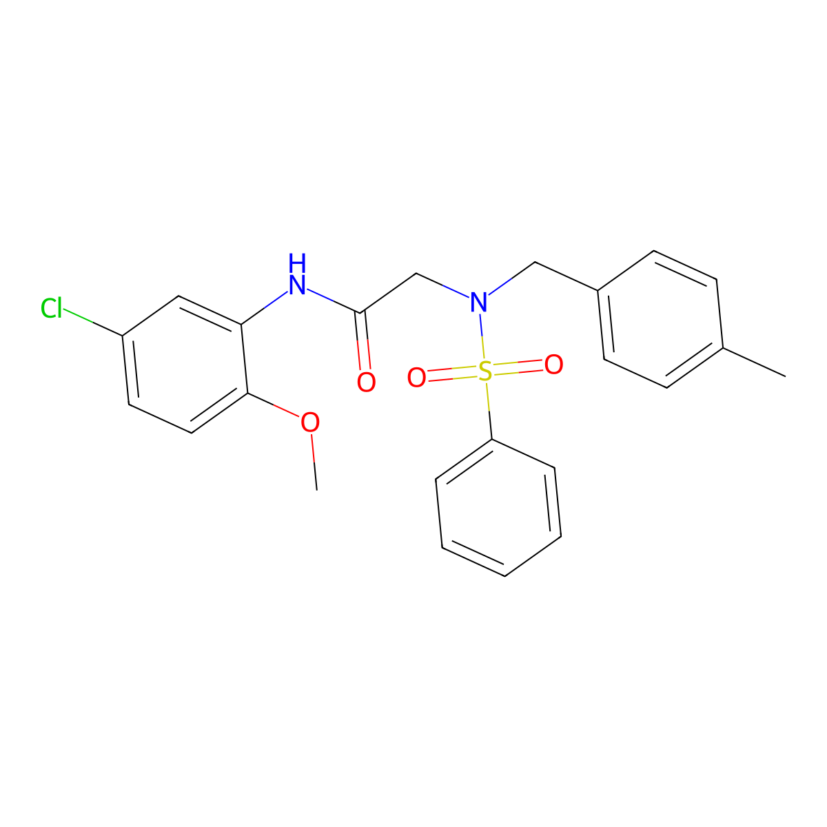 2-[benzenesulfonyl-[(4-methylphenyl)methyl]amino]-N-(5-chloro-2-methoxyphenyl)acetamide molecular structure, CAS 428835-14-7