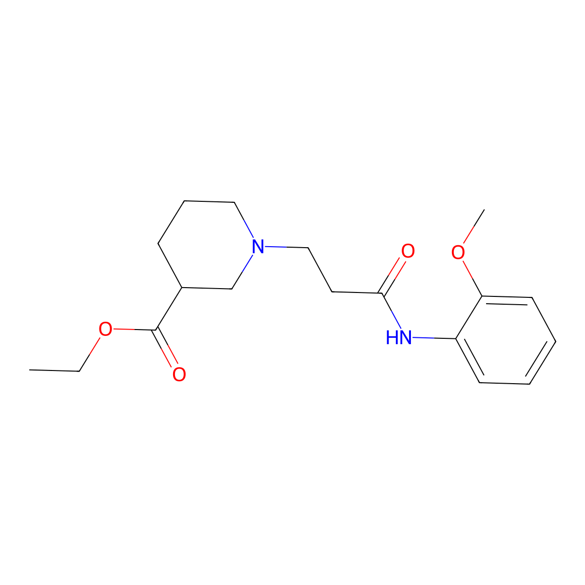 Ethyl 1-{3-[(2-methoxyphenyl)amino]-3-oxopropyl}piperidine-3-carboxylate molecular structure, CAS 428835-18-1