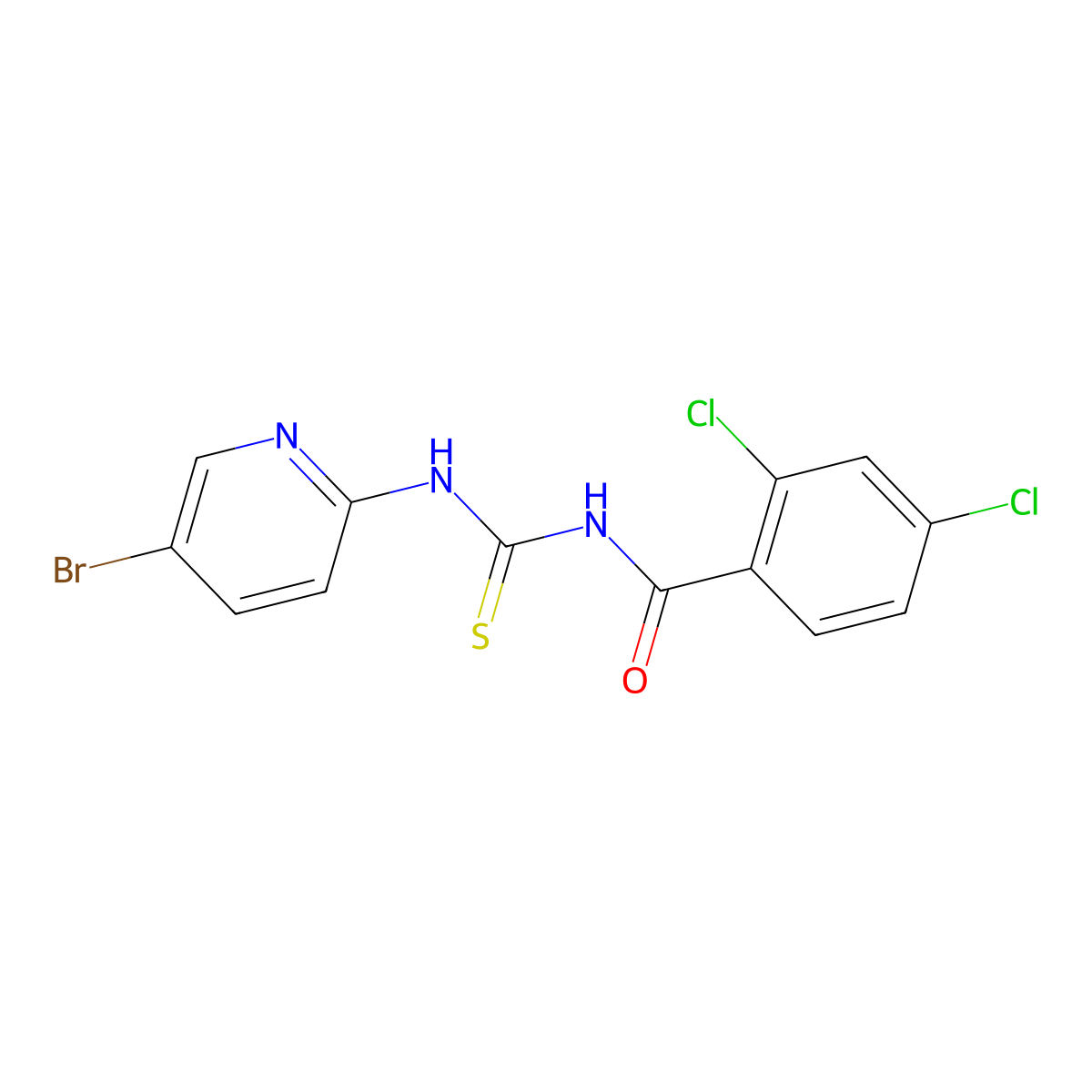 N-[(5-bromopyridin-2-yl)carbamothioyl]-2,4-dichlorobenzamide molecular structure, CAS 428835-20-5