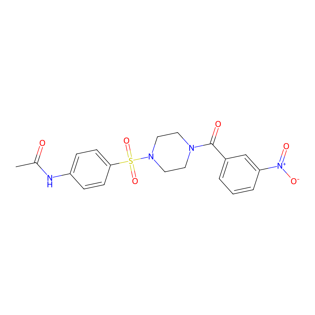 N-(4-((4-(3-nitrobenzoyl)piperazin-1-yl)sulfonyl)phenyl)acetamide molecular structure, CAS 428835-27-2