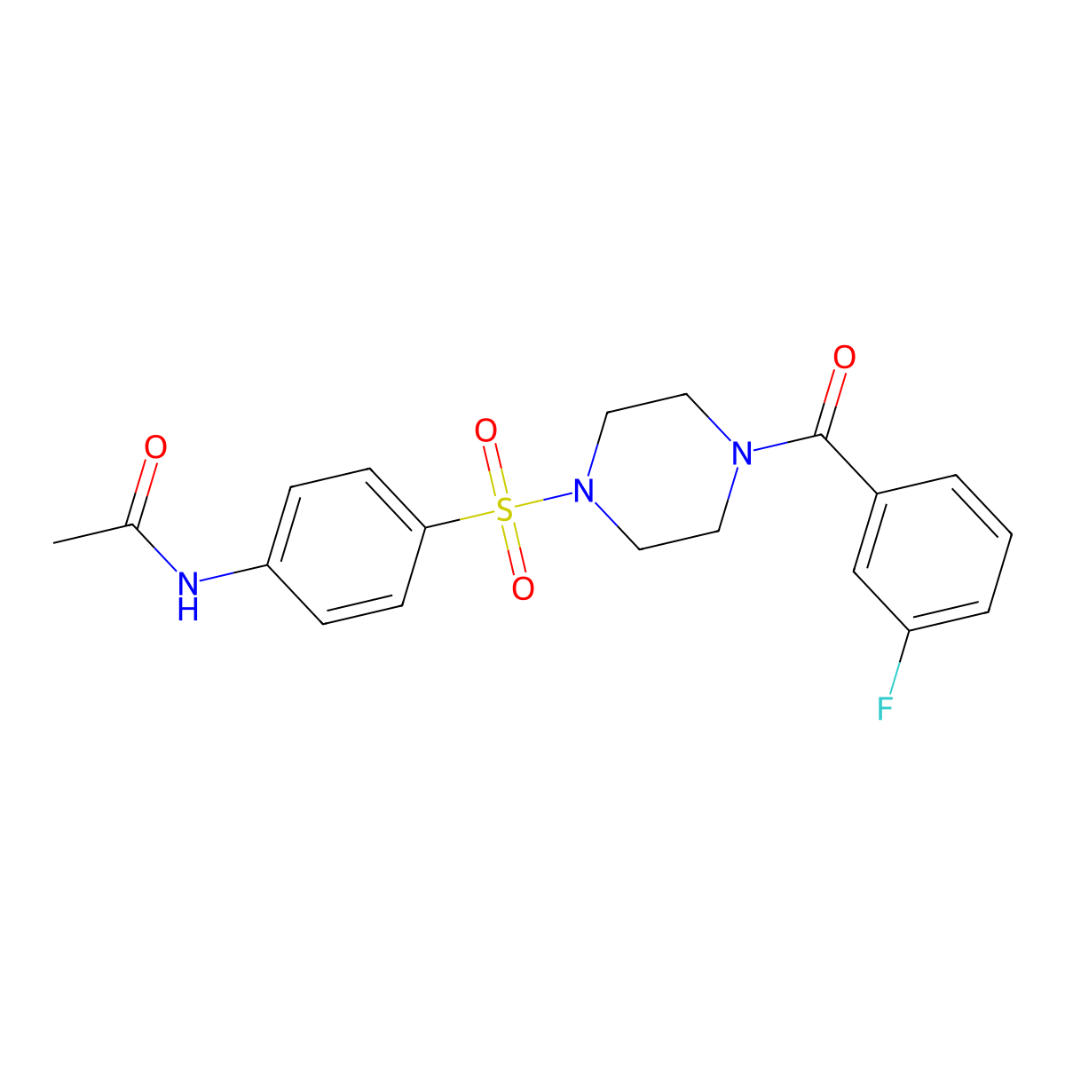 N-[4-[4-(3-fluorobenzoyl)piperazin-1-yl]sulfonylphenyl]acetamide molecular structure, CAS 428835-29-4