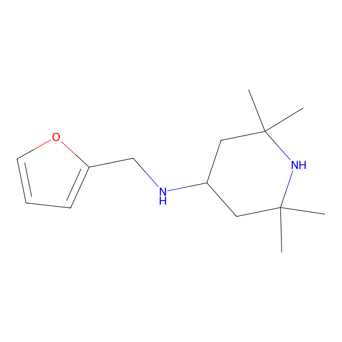 Furan-2-ylmethyl-(2,2,6,6-tetramethyl-piperidin-4-yl)-amine molecular structure, CAS 428835-32-9