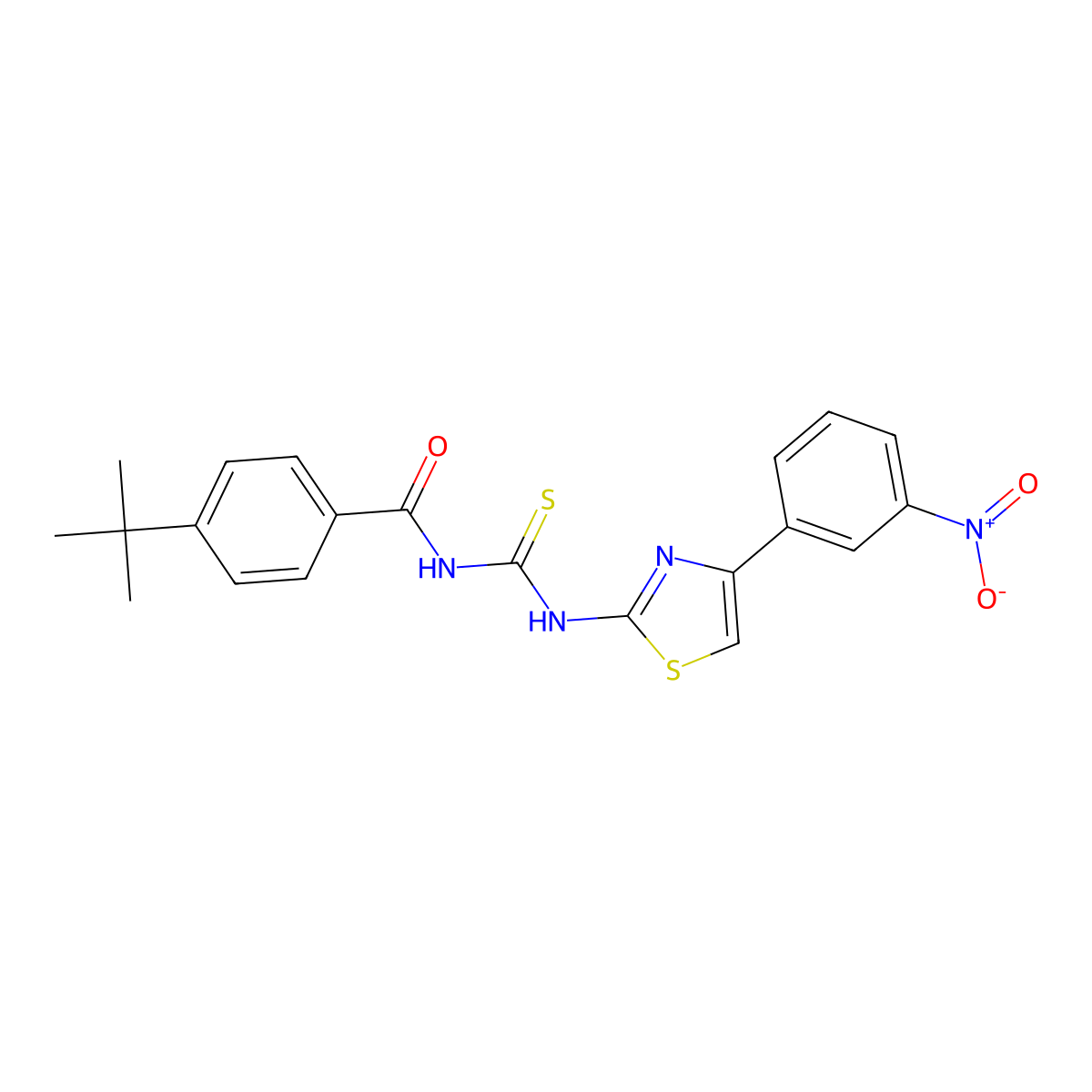 4-tert-butyl-N-[[4-(3-nitrophenyl)-1,3-thiazol-2-yl]carbamothioyl]benzamide molecular structure, CAS 428835-34-1