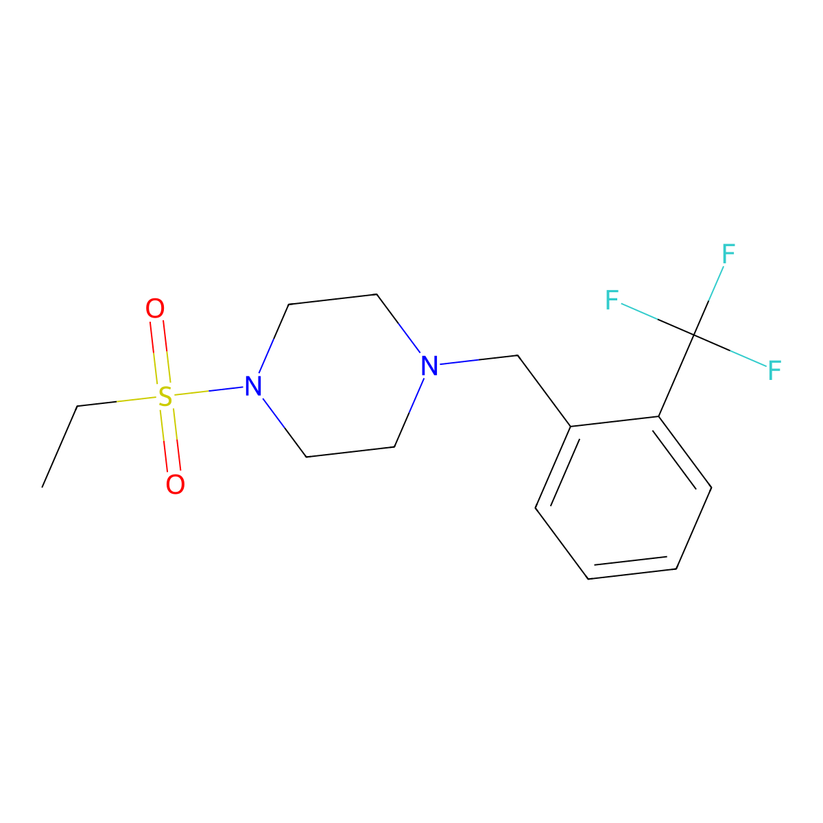 1-(Ethylsulfonyl)-4-[2-(trifluoromethyl)benzyl]piperazine molecular structure, CAS 428835-35-2