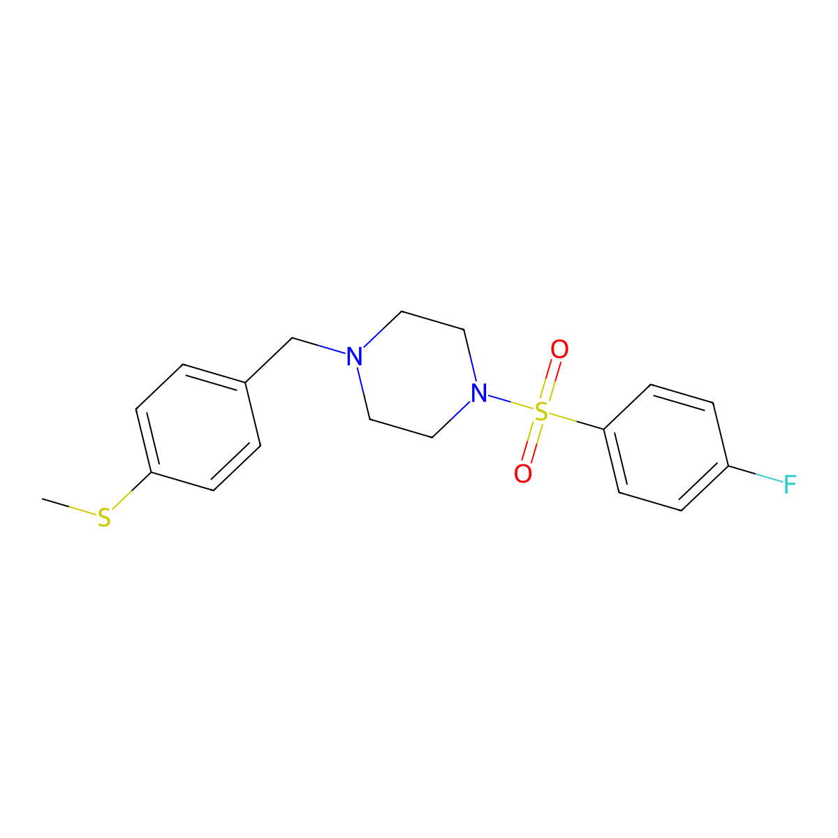 1-(4-Fluorophenyl)sulfonyl-4-[(4-methylsulfanylphenyl)methyl]piperazine molecular structure, CAS 428835-37-4