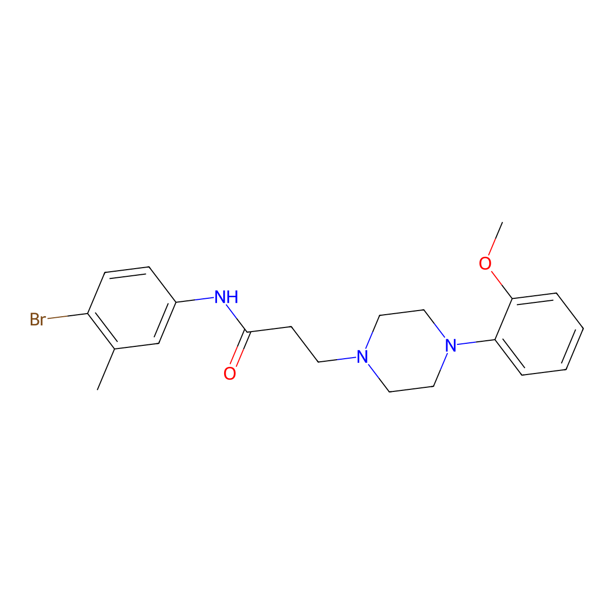 N-(4-bromo-3-methylphenyl)-3-[4-(2-methoxyphenyl)piperazin-1-yl]propanamide molecular structure, CAS 428835-39-6