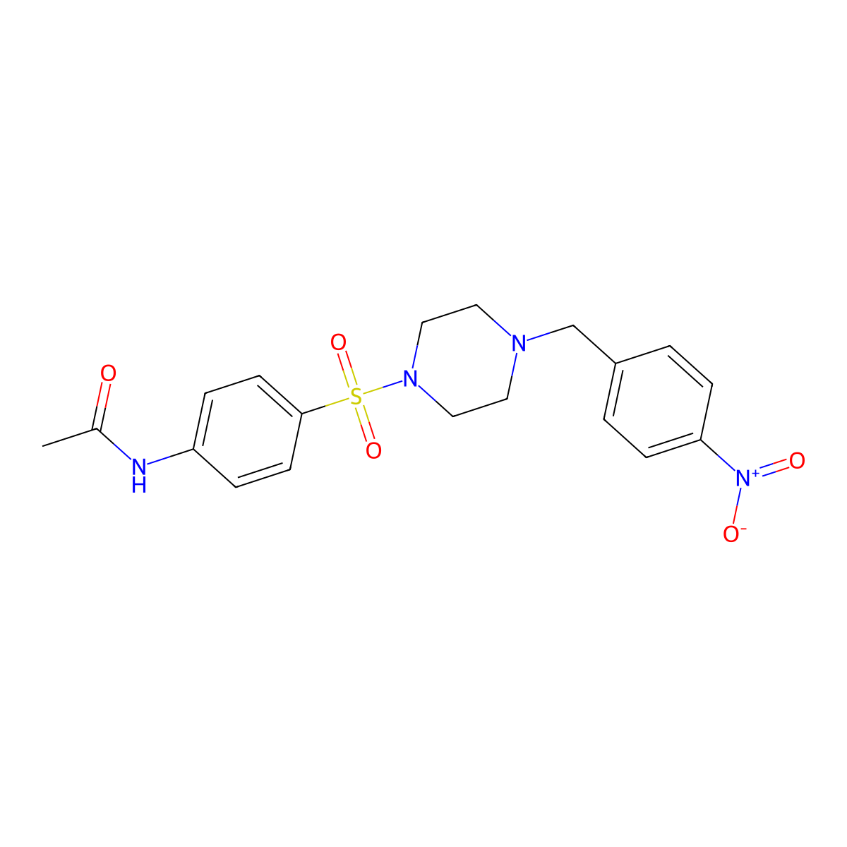 N-[4-[4-[(4-nitrophenyl)methyl]piperazin-1-yl]sulfonylphenyl]acetamide molecular structure, CAS 428835-40-9