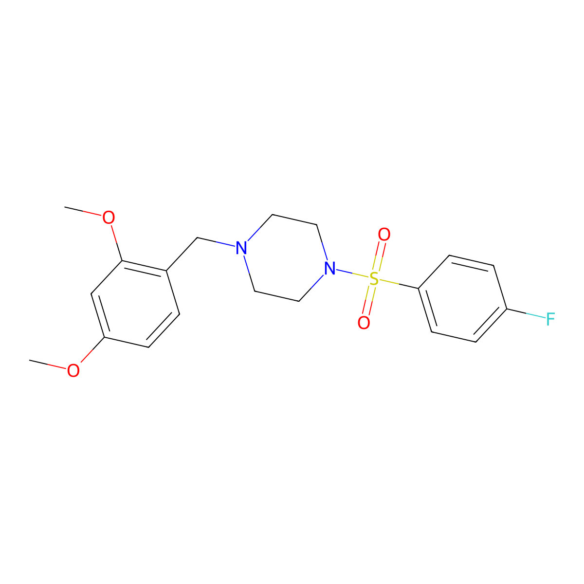 1-(2,4-Dimethoxybenzyl)-4-[(4-fluorophenyl)sulfonyl]piperazine molecular structure, CAS 428835-48-7