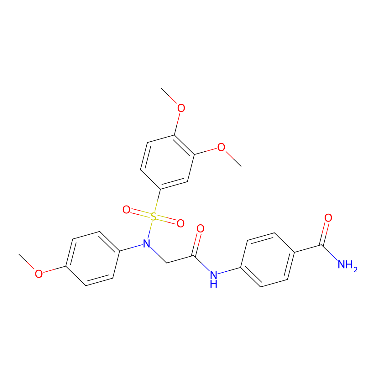 4-[[2-(N-(3,4-dimethoxyphenyl)sulfonyl-4-methoxyanilino)acetyl]amino]benzamide molecular structure, CAS 428835-52-3