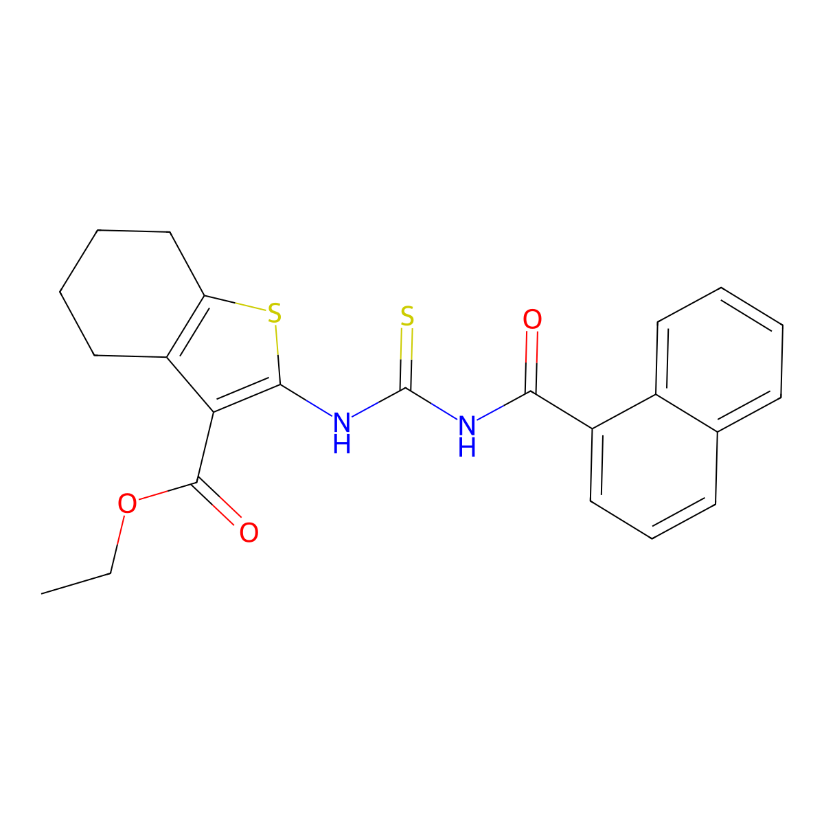 Ethyl 2-{[(naphthalen-1-ylcarbonyl)carbamothioyl]amino}-4,5,6,7-tetrahydro-1-benzothiophene-3-carboxylate molecular structure, CAS 428835-65-8