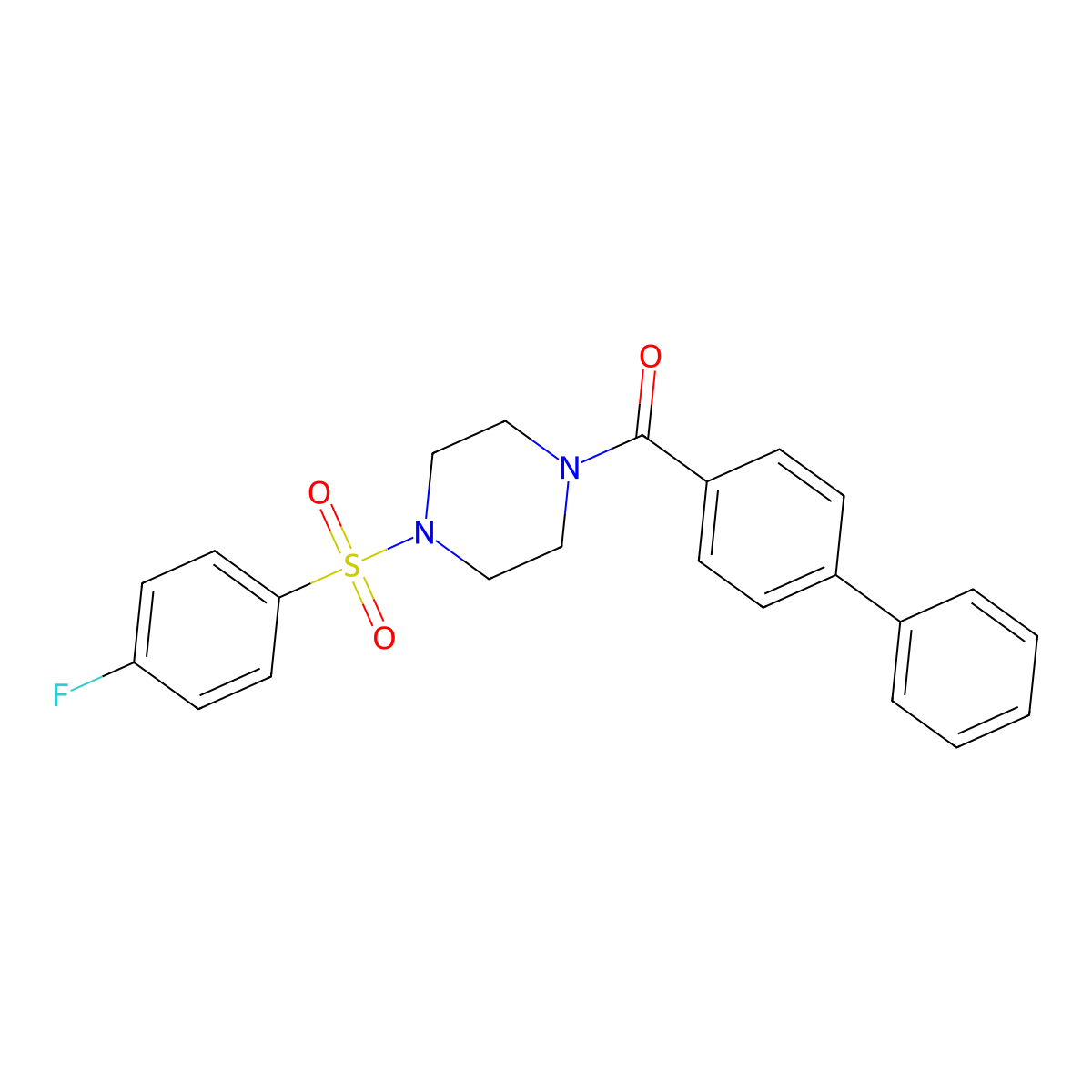 Biphenyl-4-yl{4-[(4-fluorophenyl)sulfonyl]piperazin-1-yl}methanone molecular structure, CAS 428835-68-1