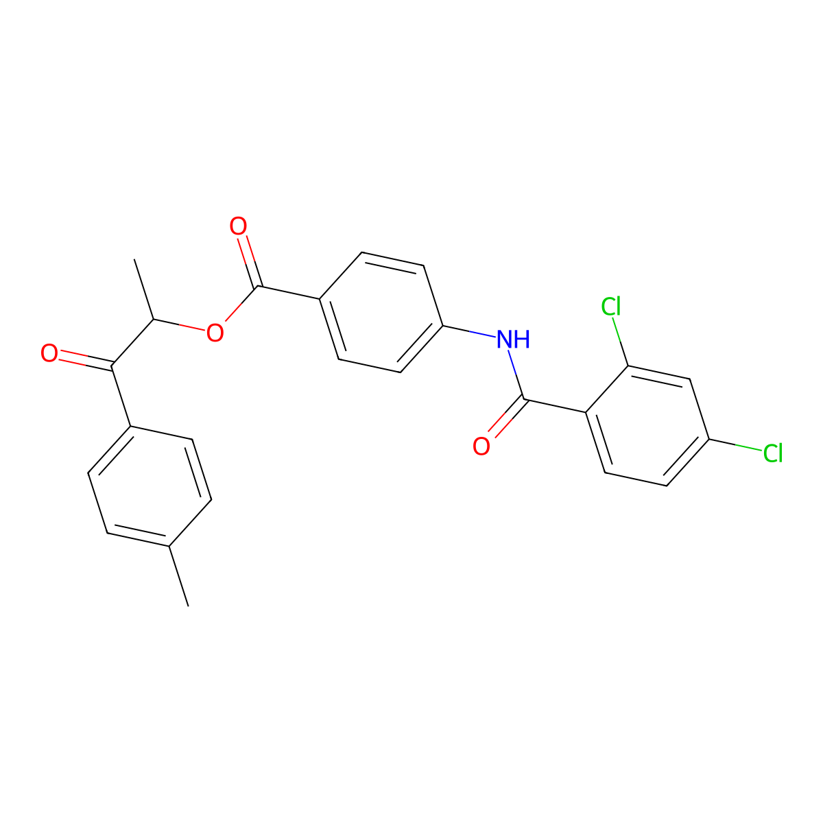 1-Methyl-2-(4-methylphenyl)-2-oxoethyl 4-[(2,4-dichlorobenzoyl)amino]benzoate molecular structure, CAS 428835-71-6