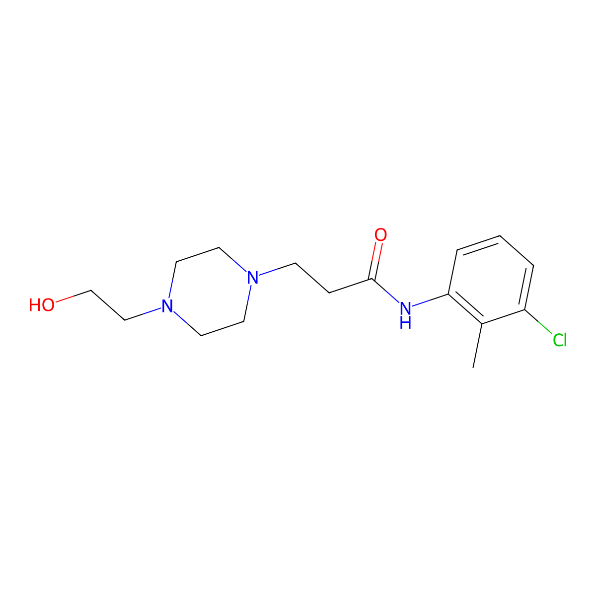 N-(3-chloro-2-methylphenyl)-3-[4-(2-hydroxyethyl)piperazin-1-yl]propanamide molecular structure, CAS 428835-80-7