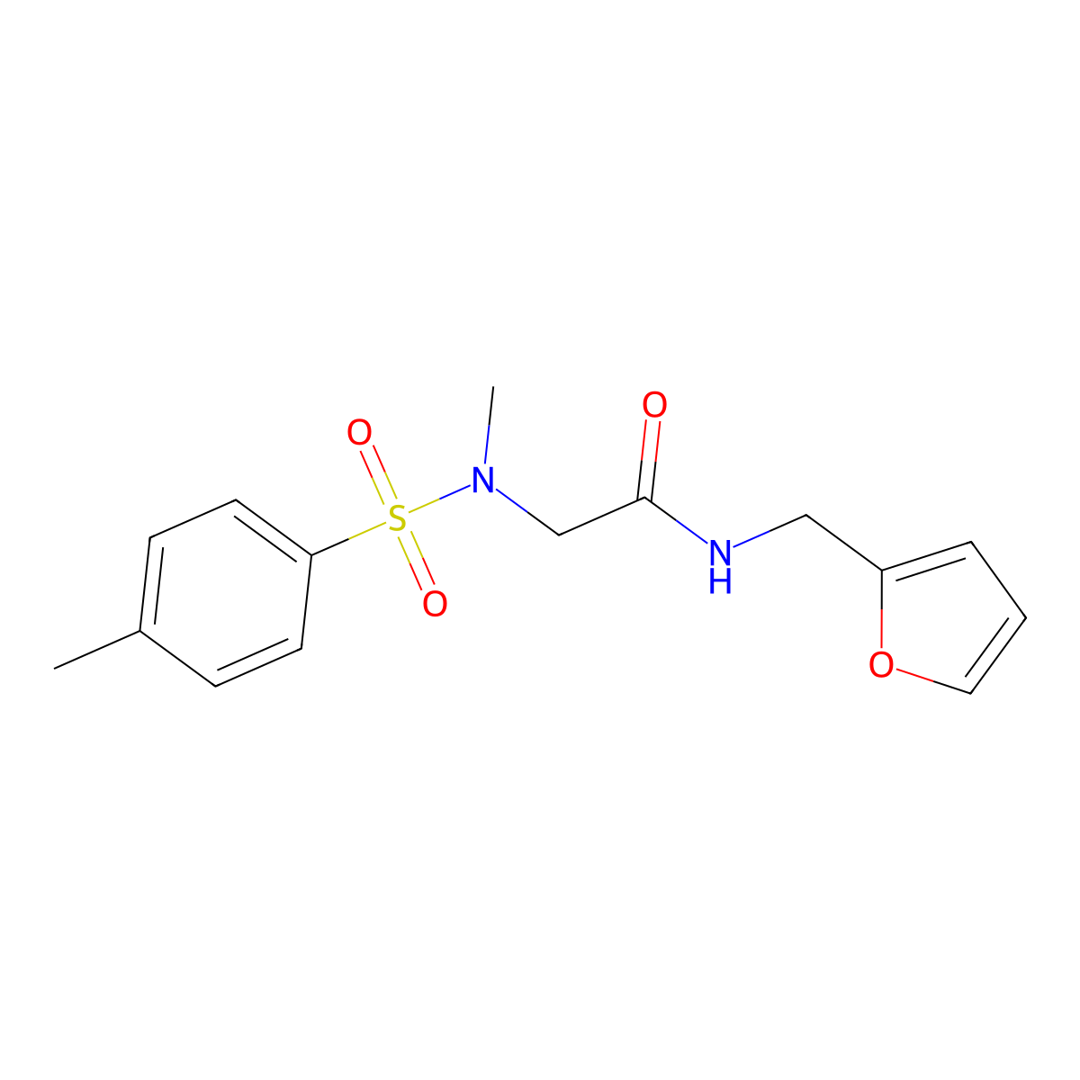 N-(furan-2-ylmethyl)-2-[methyl-(4-methylphenyl)sulfonylamino]acetamide molecular structure, CAS 428835-85-2