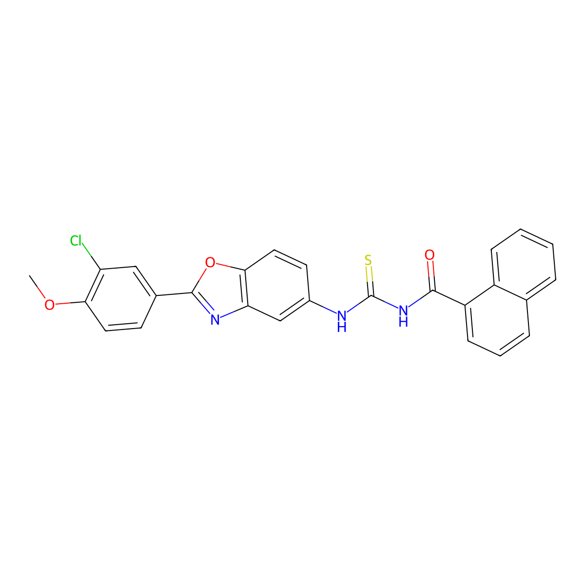N-[[2-(3-chloro-4-methoxyphenyl)-1,3-benzoxazol-5-yl]carbamothioyl]naphthalene-1-carboxamide molecular structure, CAS 428835-95-4