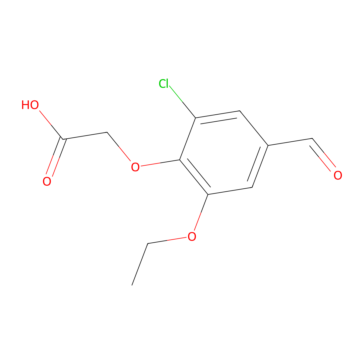 2-(2-Chloro-6-ethoxy-4-formylphenoxy)acetic acid molecular structure, CAS 428836-03-7