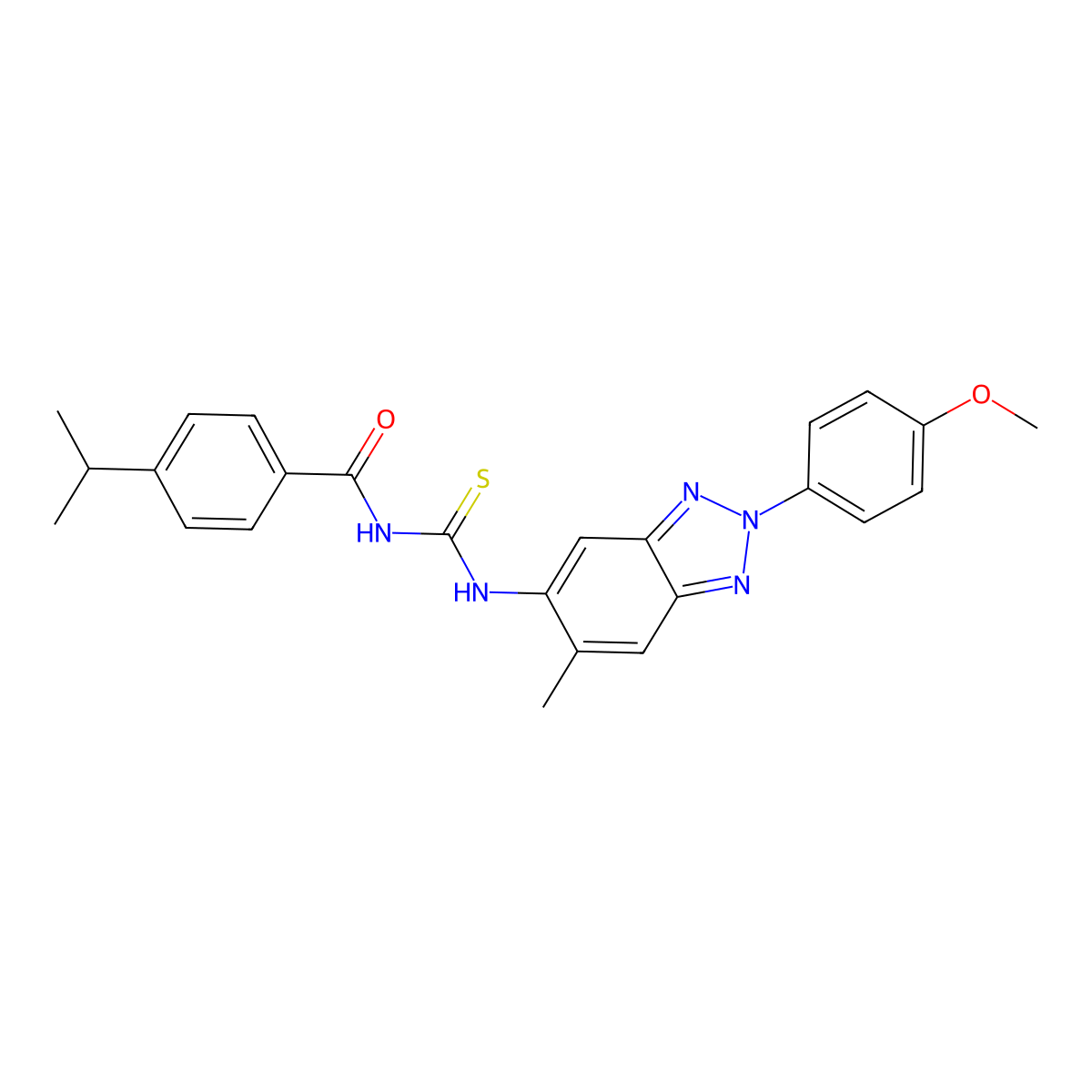 N-[[2-(4-methoxyphenyl)-6-methylbenzotriazol-5-yl]carbamothioyl]-4-propan-2-ylbenzamide molecular structure, CAS 428836-08-2