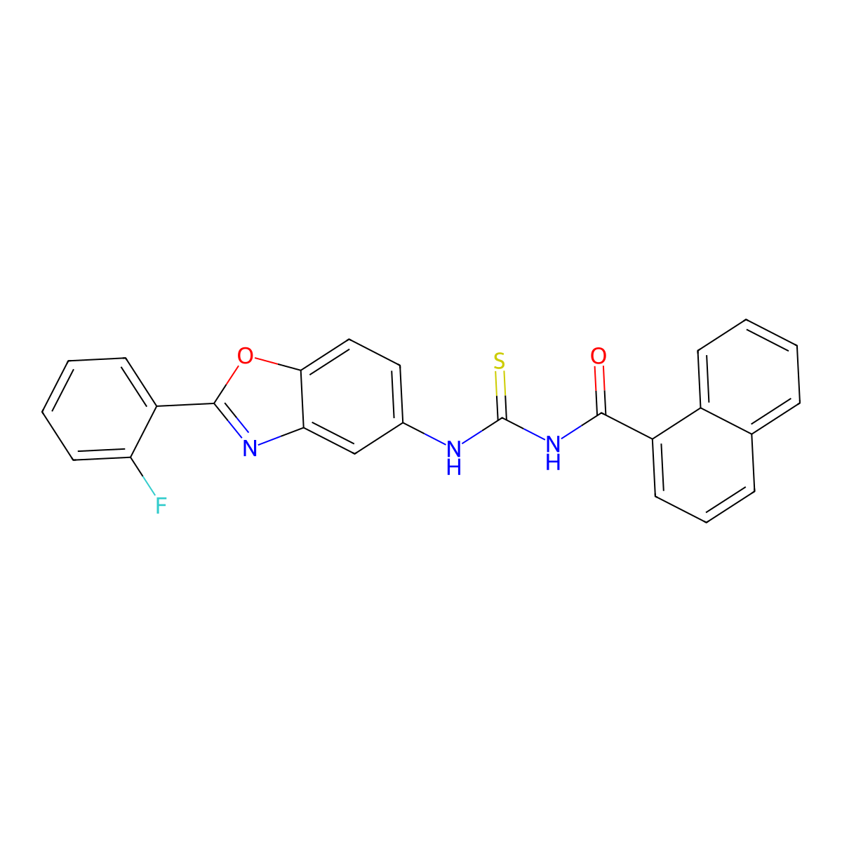 N-[[2-(2-fluorophenyl)-1,3-benzoxazol-5-yl]carbamothioyl]naphthalene-1-carboxamide molecular structure, CAS 428836-19-5