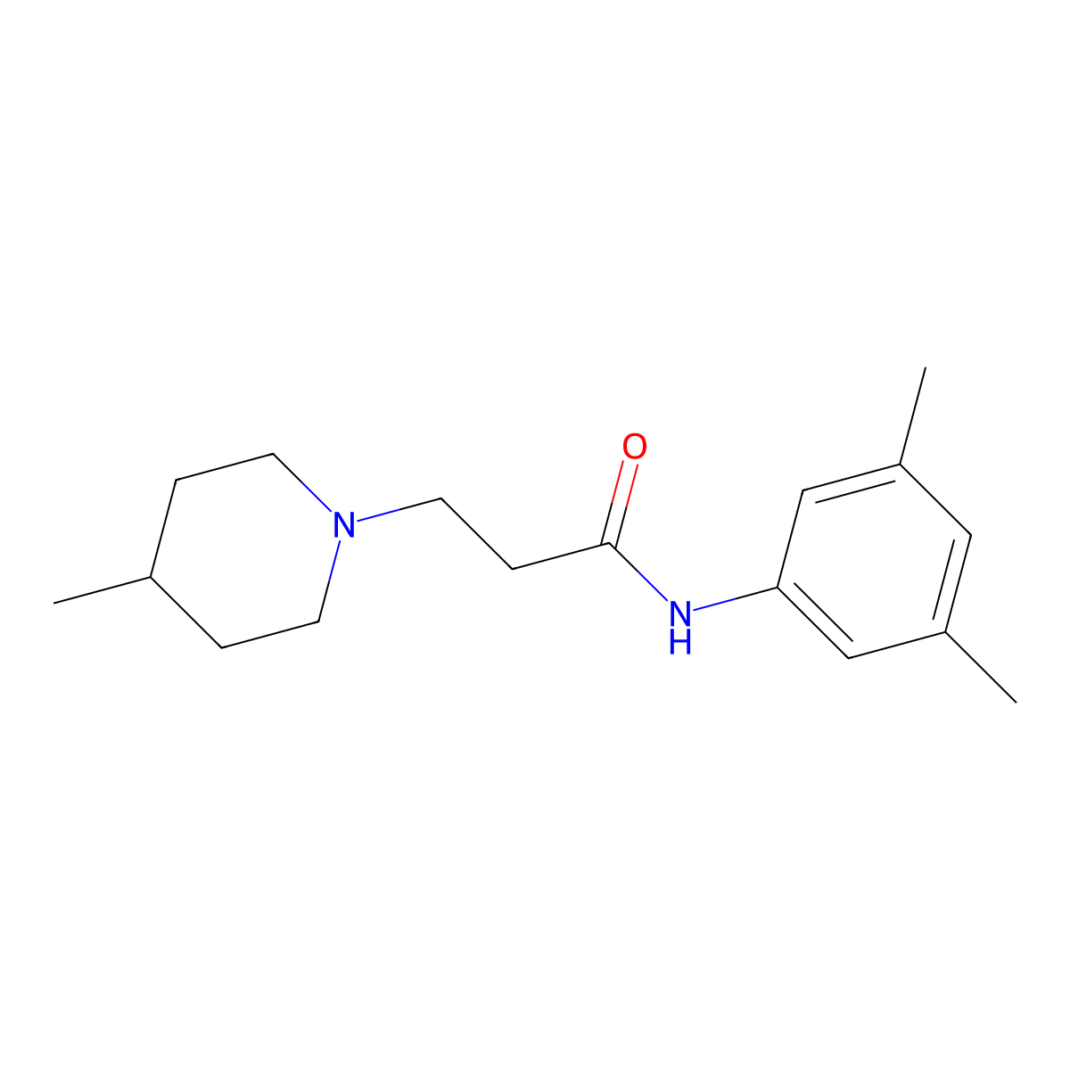N-(3,5-dimethylphenyl)-3-(4-methylpiperidin-1-yl)propanamide molecular structure, CAS 428836-27-5