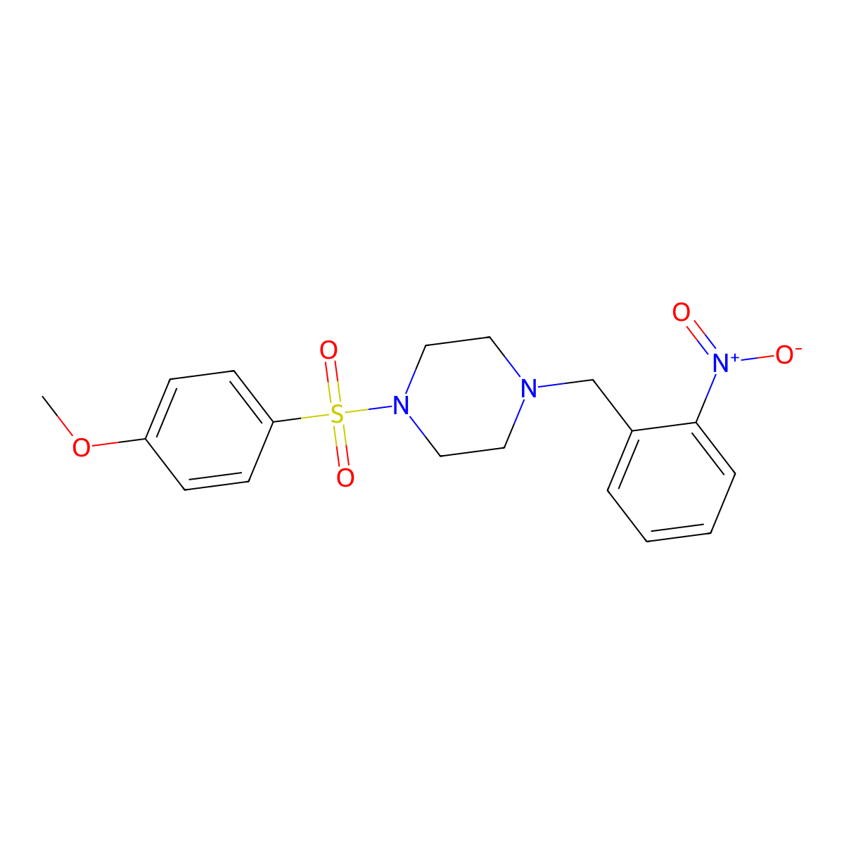 1-[(4-Methoxyphenyl)sulfonyl]-4-(2-nitrobenzyl)piperazine molecular structure, CAS 428836-33-3