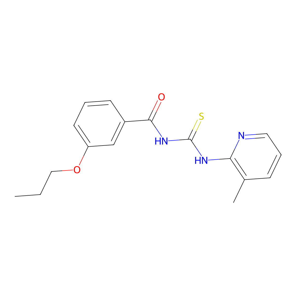N-[(3-methylpyridin-2-yl)carbamothioyl]-3-propoxybenzamide molecular structure, CAS 428836-35-5