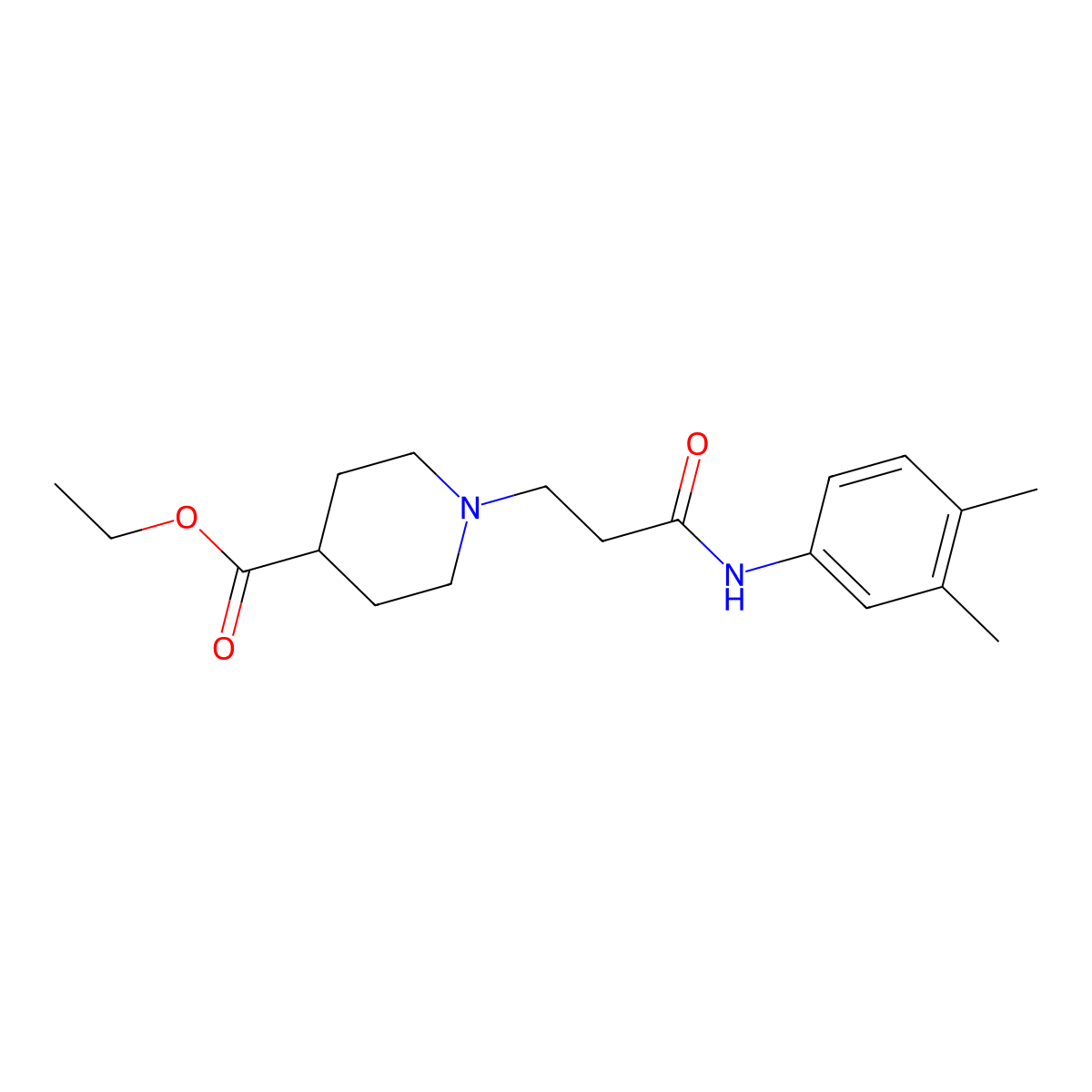 Ethyl 1-[3-(3,4-dimethylanilino)-3-oxopropyl]piperidine-4-carboxylate molecular structure, CAS 428836-37-7