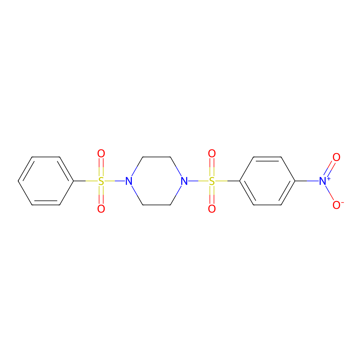 1-(Benzenesulfonyl)-4-(4-nitrophenyl)sulfonylpiperazine molecular structure, CAS 428836-46-8