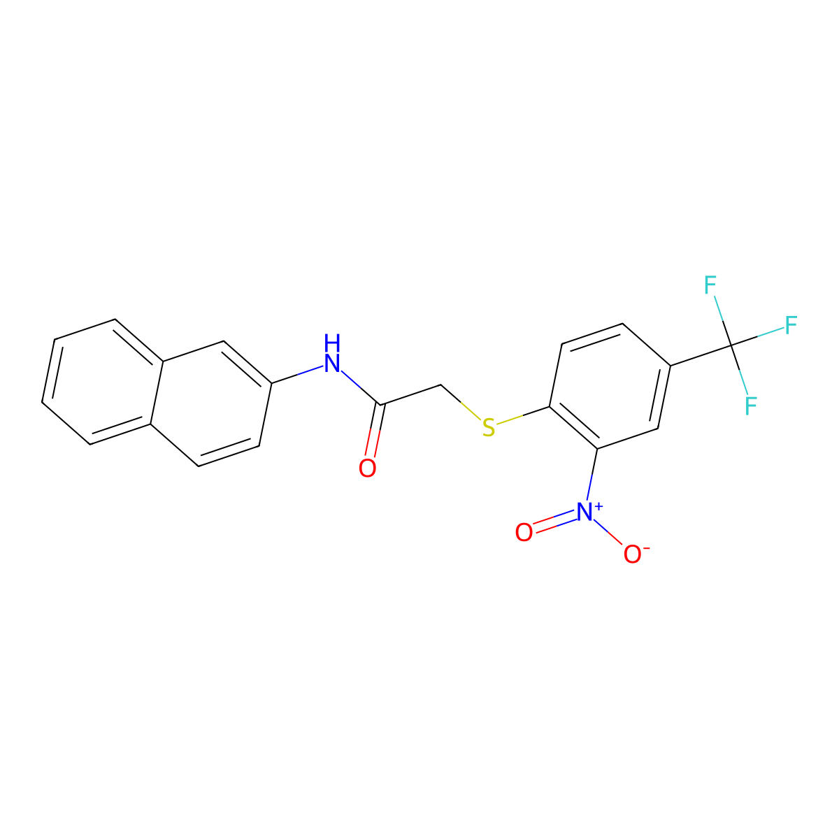 N-naphthalen-2-yl-2-[2-nitro-4-(trifluoromethyl)phenyl]sulfanylacetamide molecular structure, CAS 428836-52-6