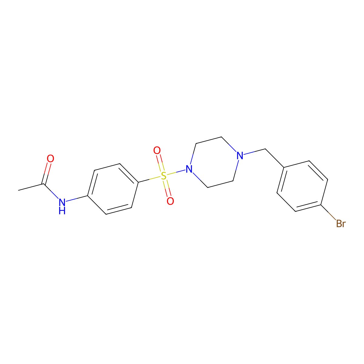 N-[4-[4-[(4-bromophenyl)methyl]piperazin-1-yl]sulfonylphenyl]acetamide molecular structure, CAS 428836-58-2