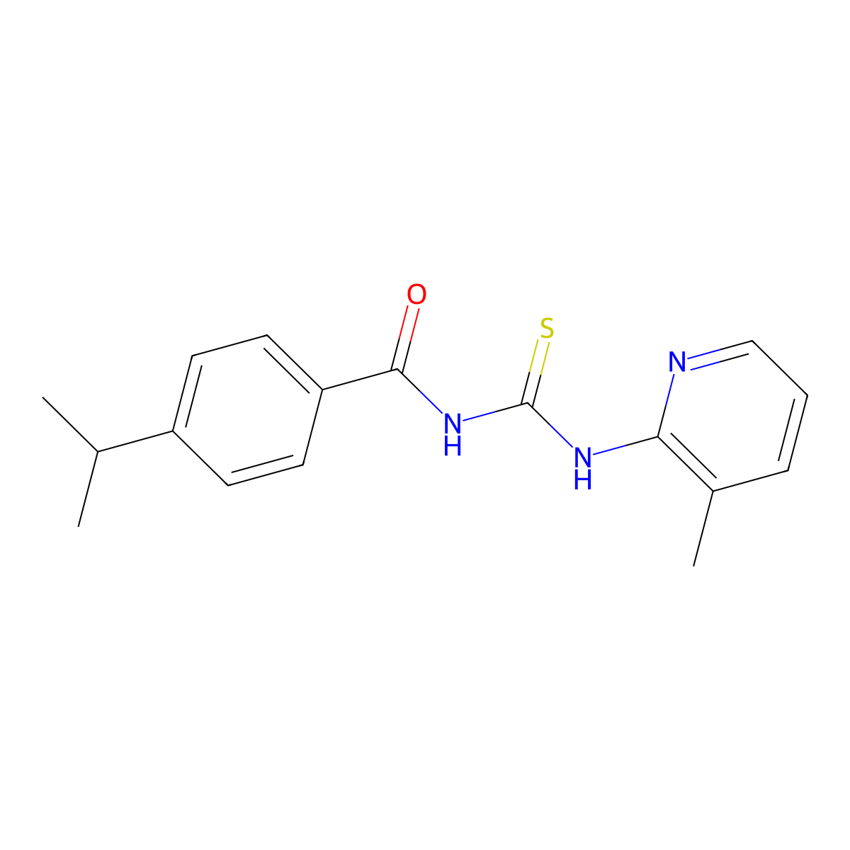 N-[(3-methylpyridin-2-yl)carbamothioyl]-4-propan-2-ylbenzamide molecular structure, CAS 428836-68-4