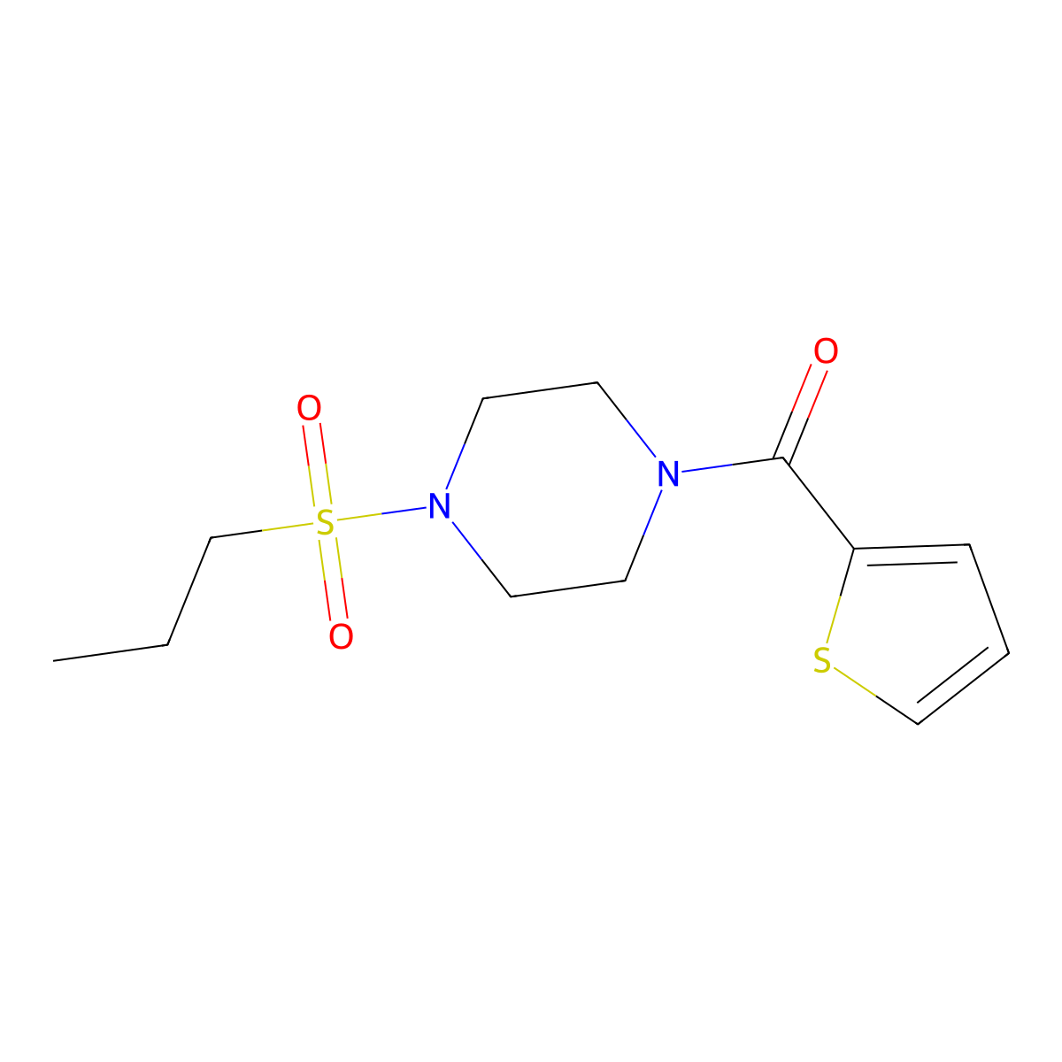 (4-Propylsulfonylpiperazin-1-yl)-thiophen-2-ylmethanone molecular structure, CAS 428836-69-5
