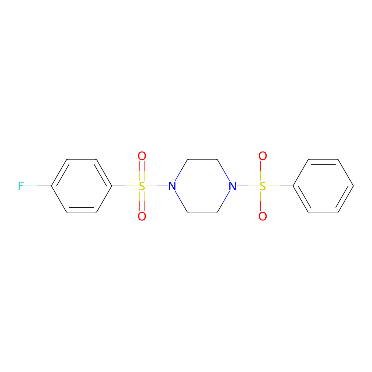 1-(Benzenesulfonyl)-4-(4-fluorophenyl)sulfonylpiperazine molecular structure, CAS 428836-79-7
