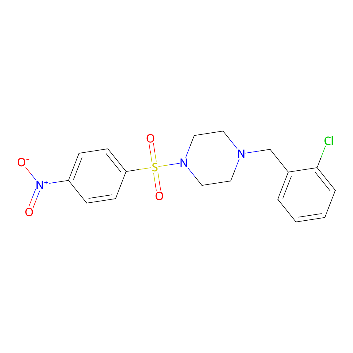 1-(2-Chlorobenzyl)-4-[(4-nitrophenyl)sulfonyl]piperazine molecular structure, CAS 428836-82-2